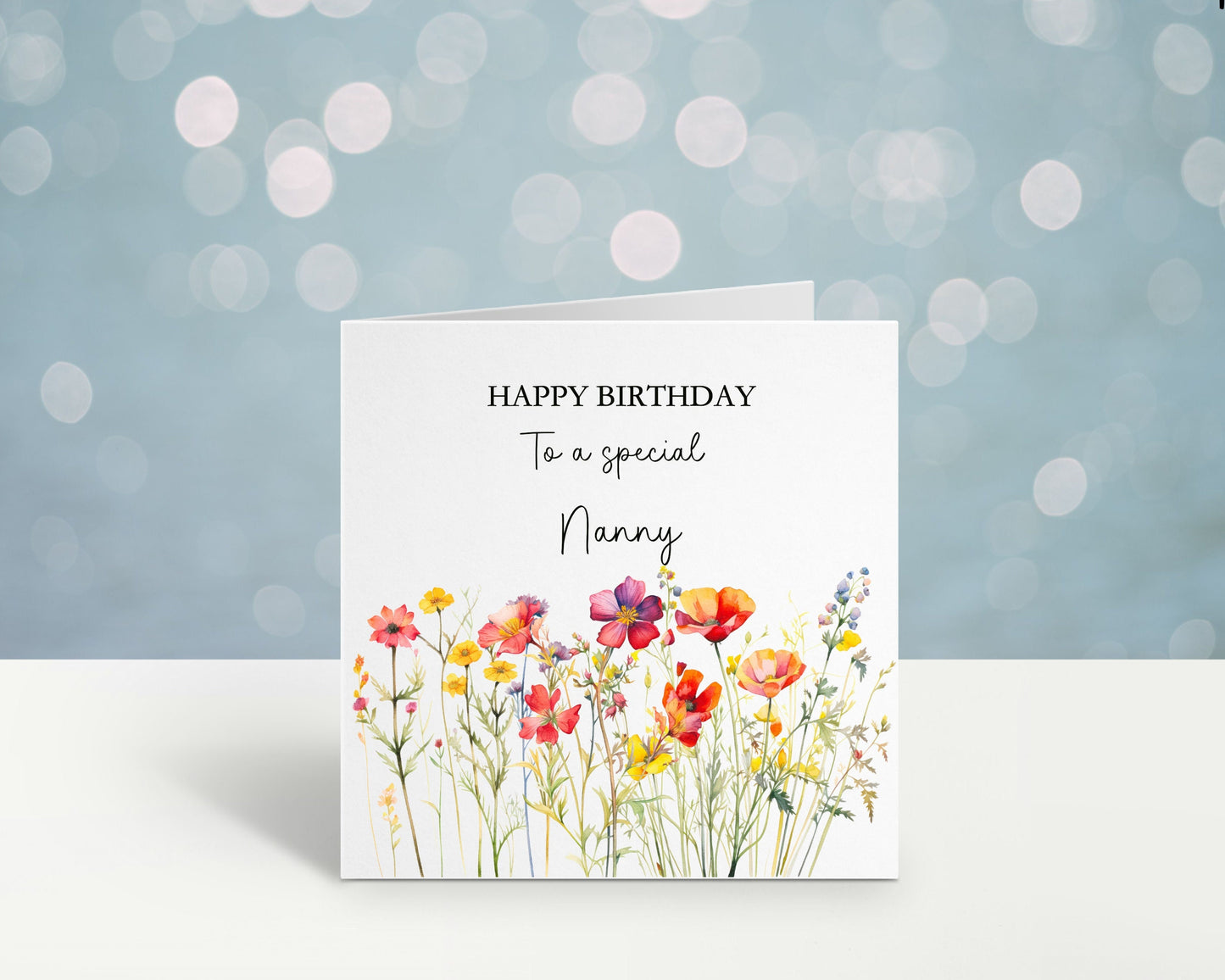 Nanny Birthday Card, Personalised Mum Birthday Card For Her, Floral Birthday Card, Card For Nanny, Card For Grandma, Card For Nanna