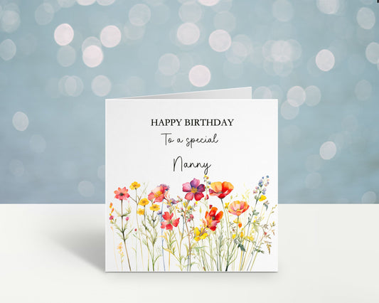 Nanny Birthday Card, Personalised Mum Birthday Card For Her, Floral Birthday Card, Card For Nanny, Card For Grandma, Card For Nanna
