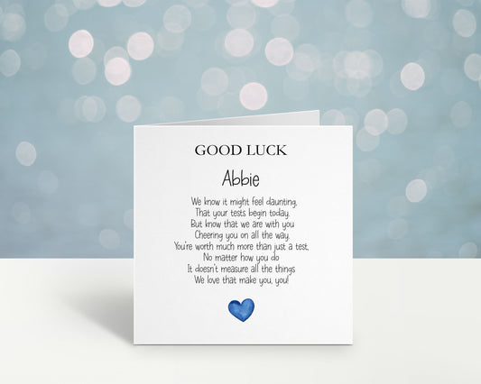 Personalised Good Luck In Your Tests Card, Good Luck In Your Exams, Good Luck In Your A-levels, Good Luck In Your GCSE's