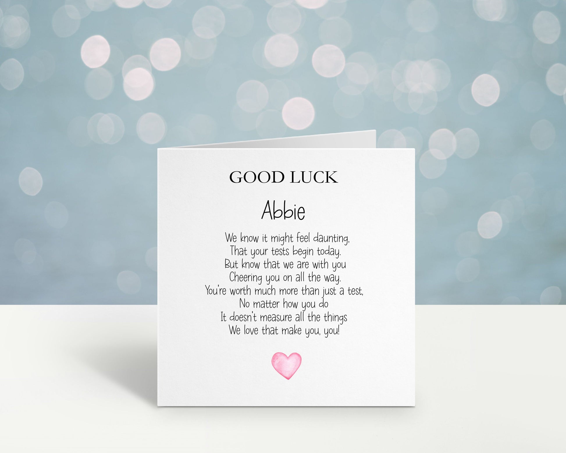 Personalised Good Luck In Your Tests Card, Good Luck In Your Exams, Good Luck In Your A-levels, Good Luck In Your GCSE's