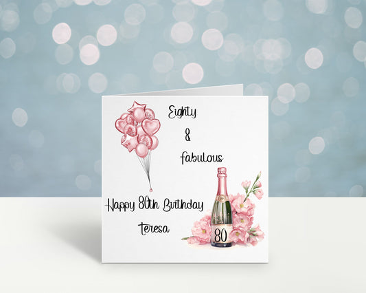 80th Birthday Card, Birthday Card For Her, Personalised Card , Special Friend Card, 60 And Fabulous, 40 And Fabulous, 70 And Fab, 50th