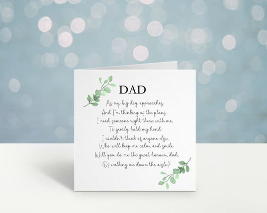 Father Of The Bride Proposal Card, Personalised Father Of The Bride Proposal Card, Will You Walk Me Down The Aisle