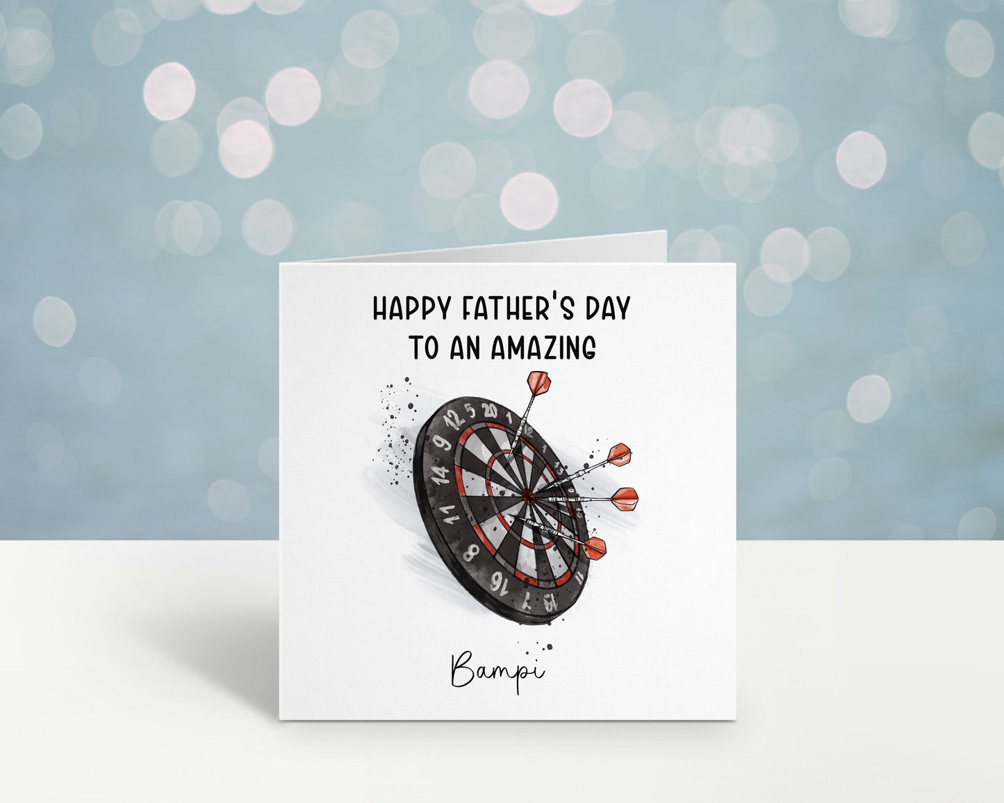 Darts Fathers Day Card, Personalised Fathers Day Card For Step Dad, Father's Day Card With Dartboard Design, Bampi, Bampy, Grandad, Daddy
