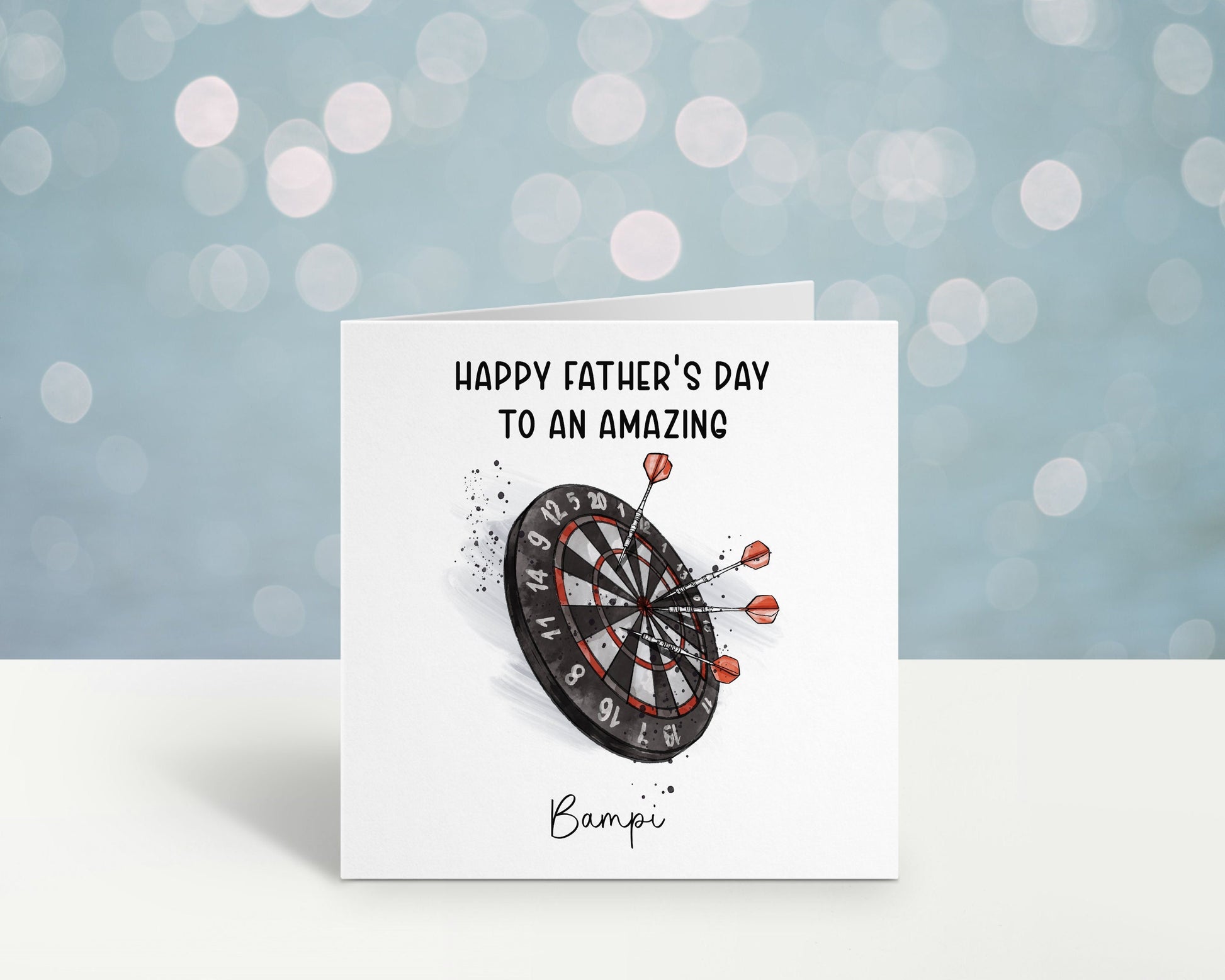 Darts Fathers Day Card, Personalised Fathers Day Card For Step Dad, Father's Day Card With Dartboard Design, Bampi, Bampy, Grandad, Daddy