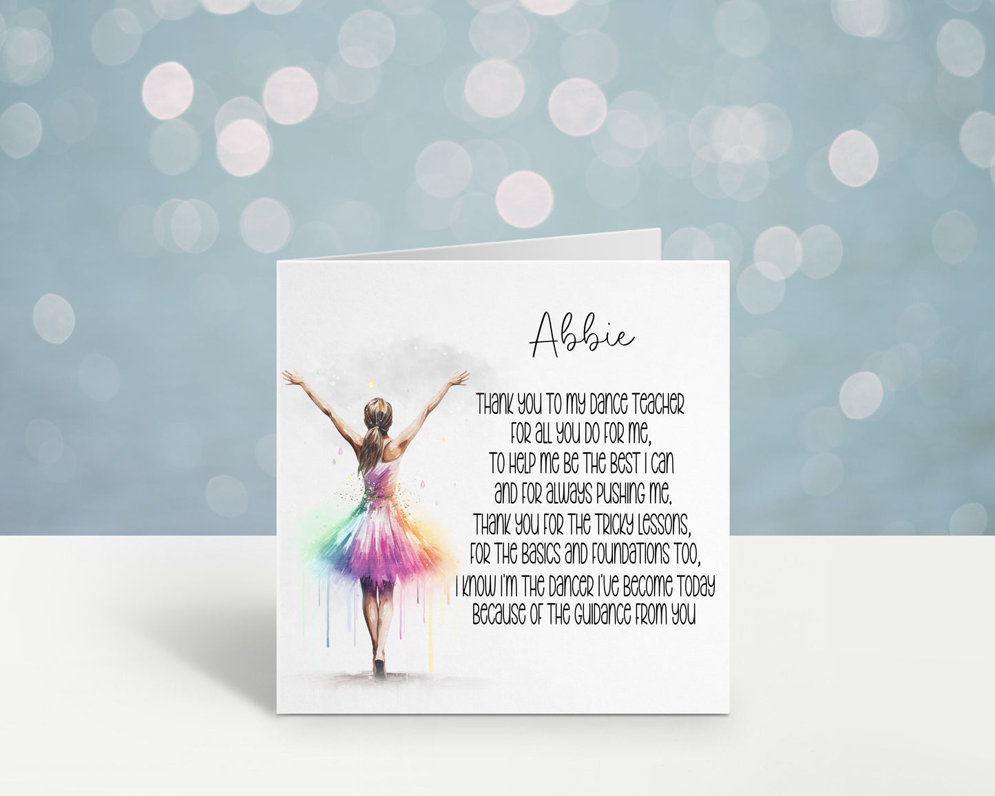 Dance Teacher Card, Thank You Teacher Card, Card For Dance Teacher, Teacher Gift, Personalised Teacher Card