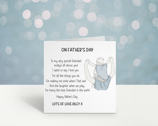 Fathers Day Card, Personalised Fathers Day Card For Grandad, Father's Day Card With Poem Verse Fathers Day Card For Bampi Gransha Grampy Dad