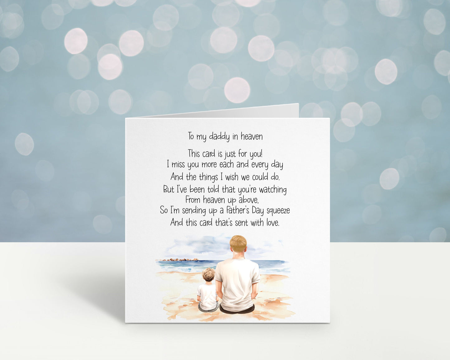 Daddy In Heaven Fathers Day Card, Personalised Fathers Day Card For Dad, Father's Day Card For Father In Heaven
