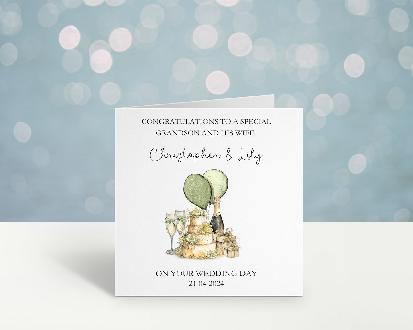 Personalised Wedding Card, Wedding Day Card For Grandson & His Wife, Wedding Card For Son And Wife, Great Grandson, Nephew Brother Any Title