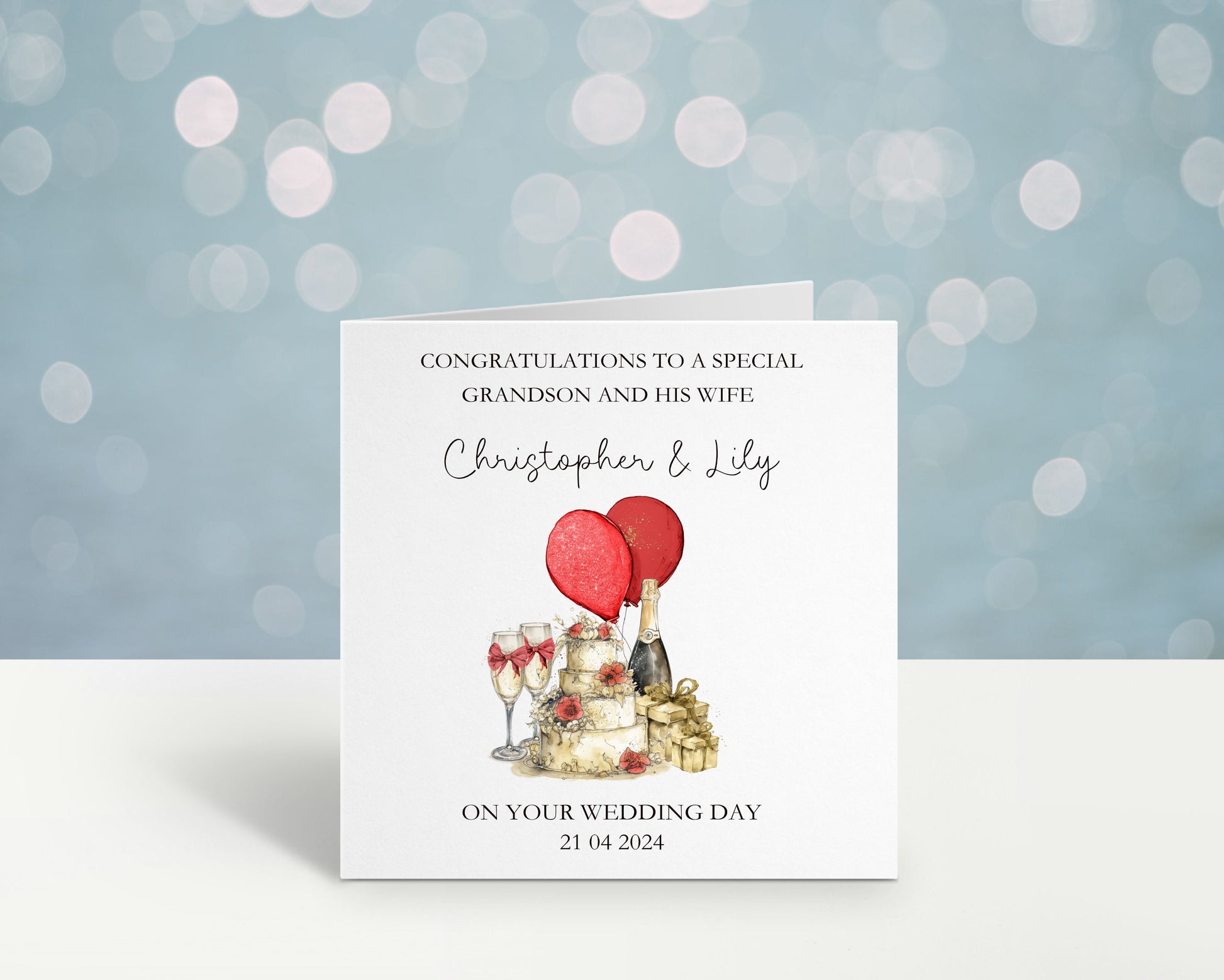 Personalised Wedding Card, Wedding Day Card For Grandson & His Wife, Wedding Card For Son And Wife, Great Grandson, Nephew Brother Any Title