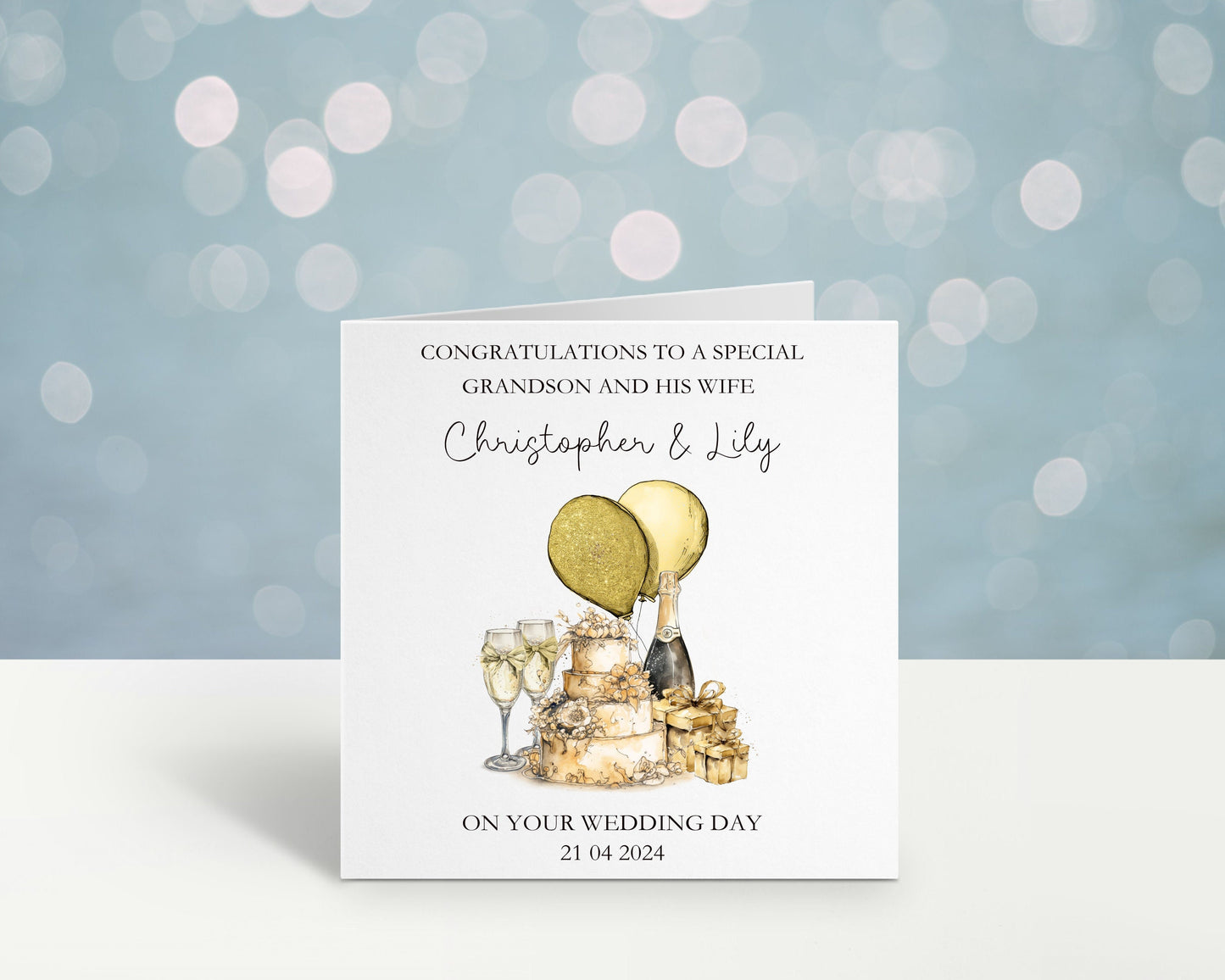 Personalised Wedding Card, Wedding Day Card For Grandson & His Wife, Wedding Card For Son And Wife, Great Grandson, Nephew Brother Any Title