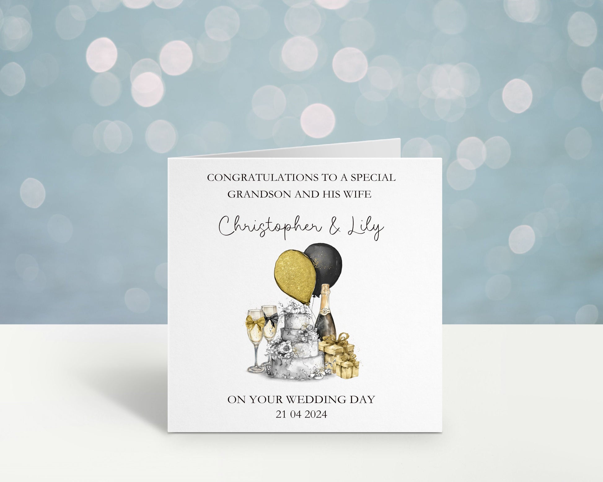 Personalised Wedding Card, Wedding Day Card For Grandson & His Wife, Wedding Card For Son And Wife, Great Grandson, Nephew Brother Any Title