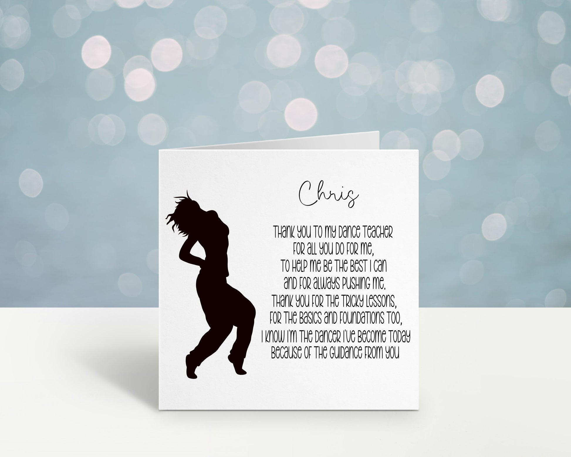 Dance Teacher Card, Thank You Teacher Card, Card For Dance Teacher, Teacher Gift, Personalised Teacher Card