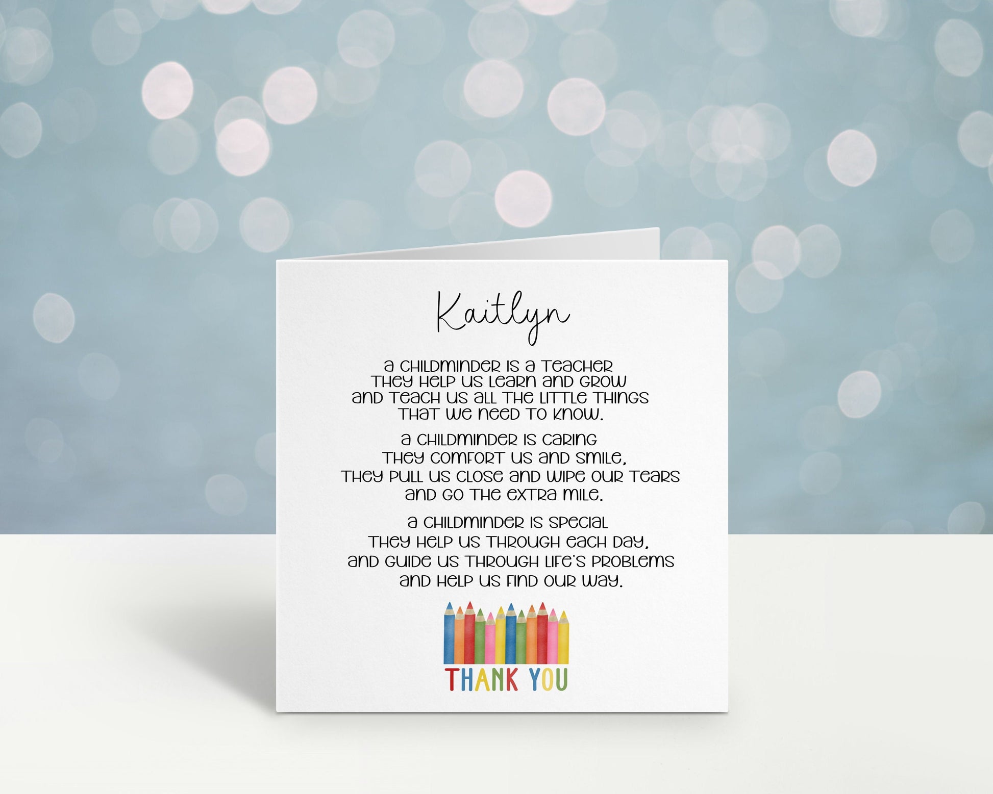 Childminder Card, Thank You Child Minder Card, Card For Childminder, Teacher Gift, Personalised Childminder Card