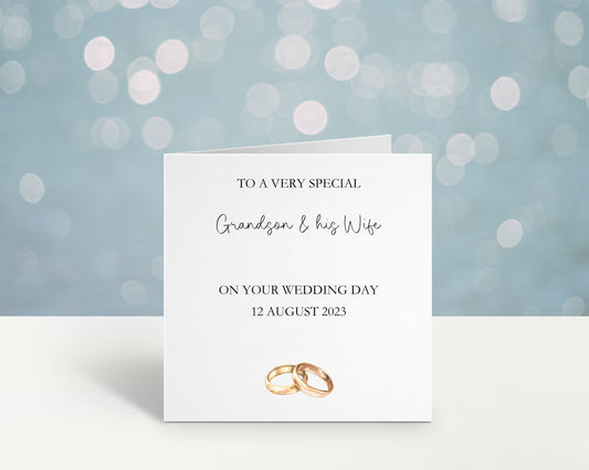 Grandson Wedding Card, Wedding Day Card For A Special Couple, Wedding Card For Grandson & Wife, Personalised Wedding Day Card