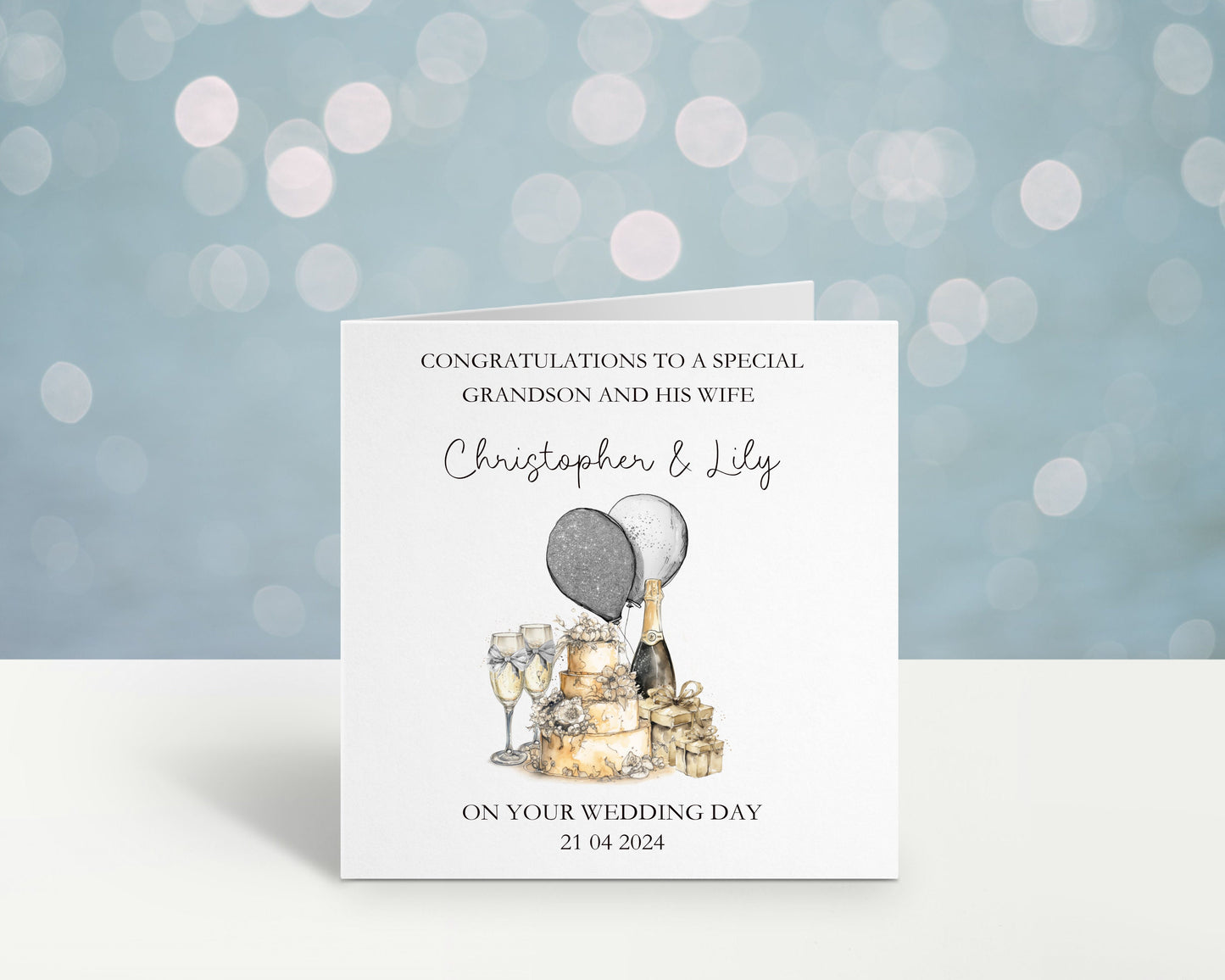Personalised Wedding Card, Wedding Day Card For Grandson & His Wife, Wedding Card For Son And Wife, Great Grandson, Nephew Brother Any Title