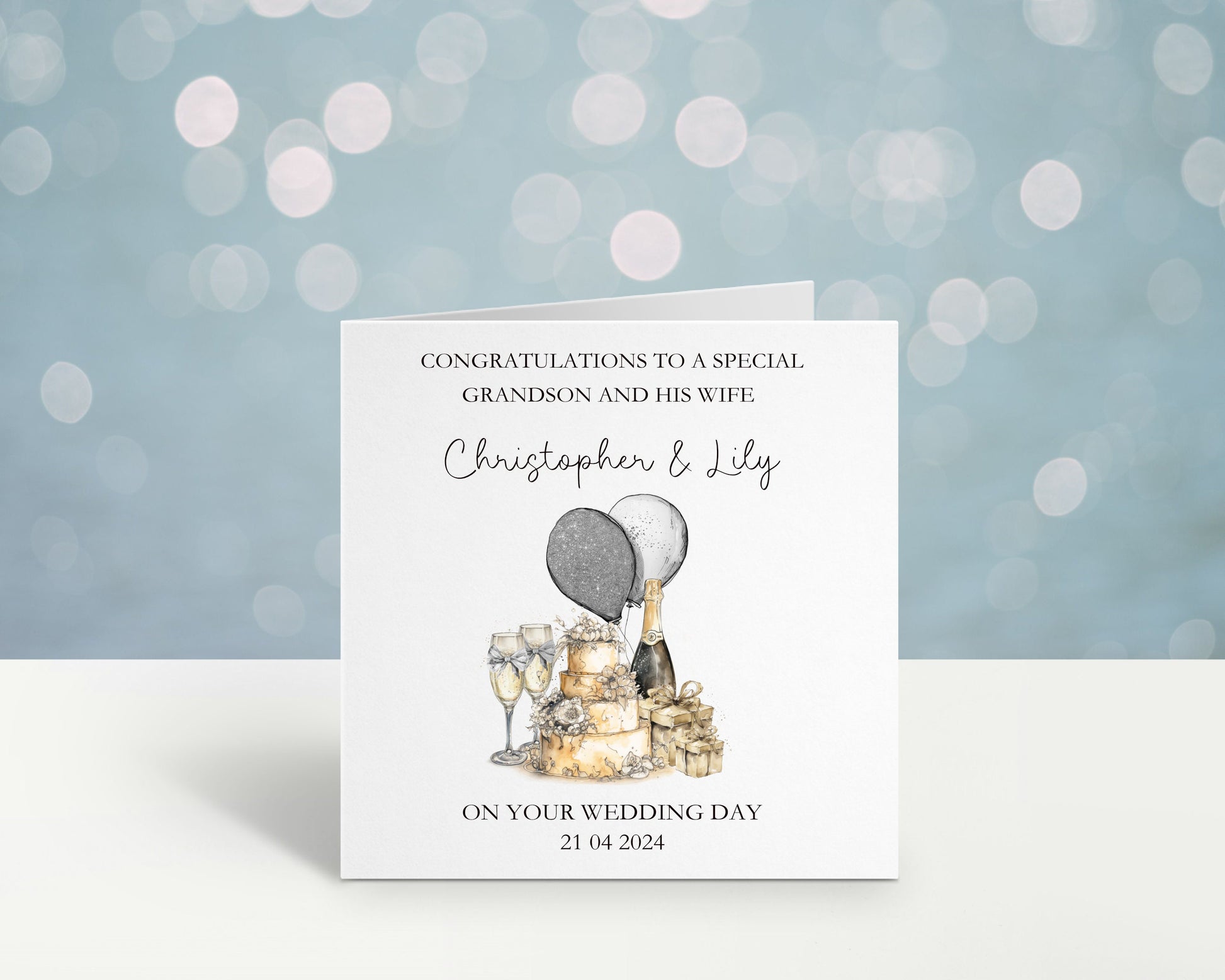 Personalised Wedding Card, Wedding Day Card For Grandson & His Wife, Wedding Card For Son And Wife, Great Grandson, Nephew Brother Any Title