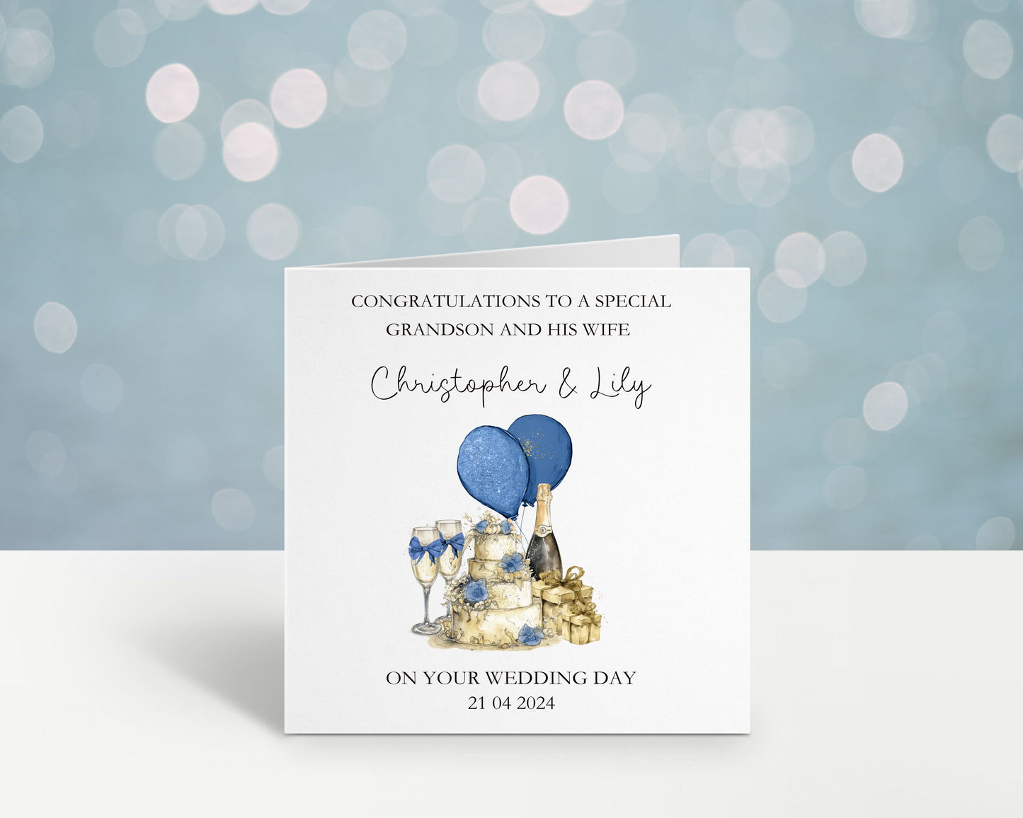 Personalised Wedding Card, Wedding Day Card For Grandson & His Wife, Wedding Card For Son And Wife, Great Grandson, Nephew Brother Any Title