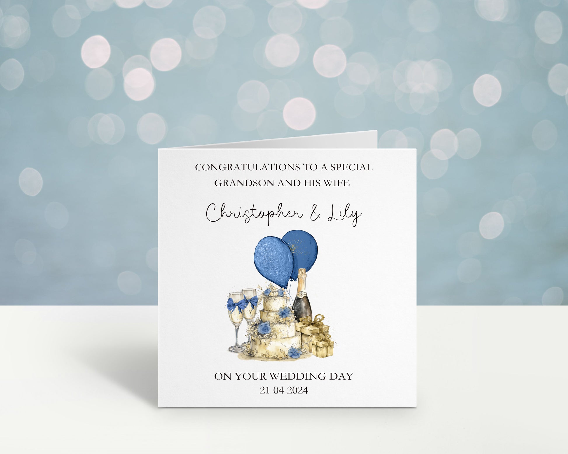 Personalised Wedding Card, Wedding Day Card For Grandson & His Wife, Wedding Card For Son And Wife, Great Grandson, Nephew Brother Any Title