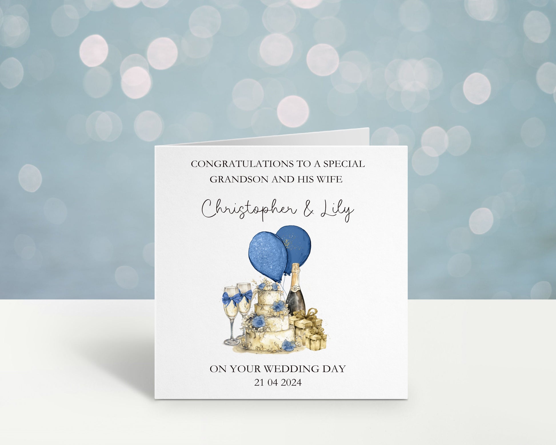 Personalised Wedding Card, Wedding Day Card For Grandson & His Wife, Wedding Card For Son And Wife, Great Grandson, Nephew Brother Any Title