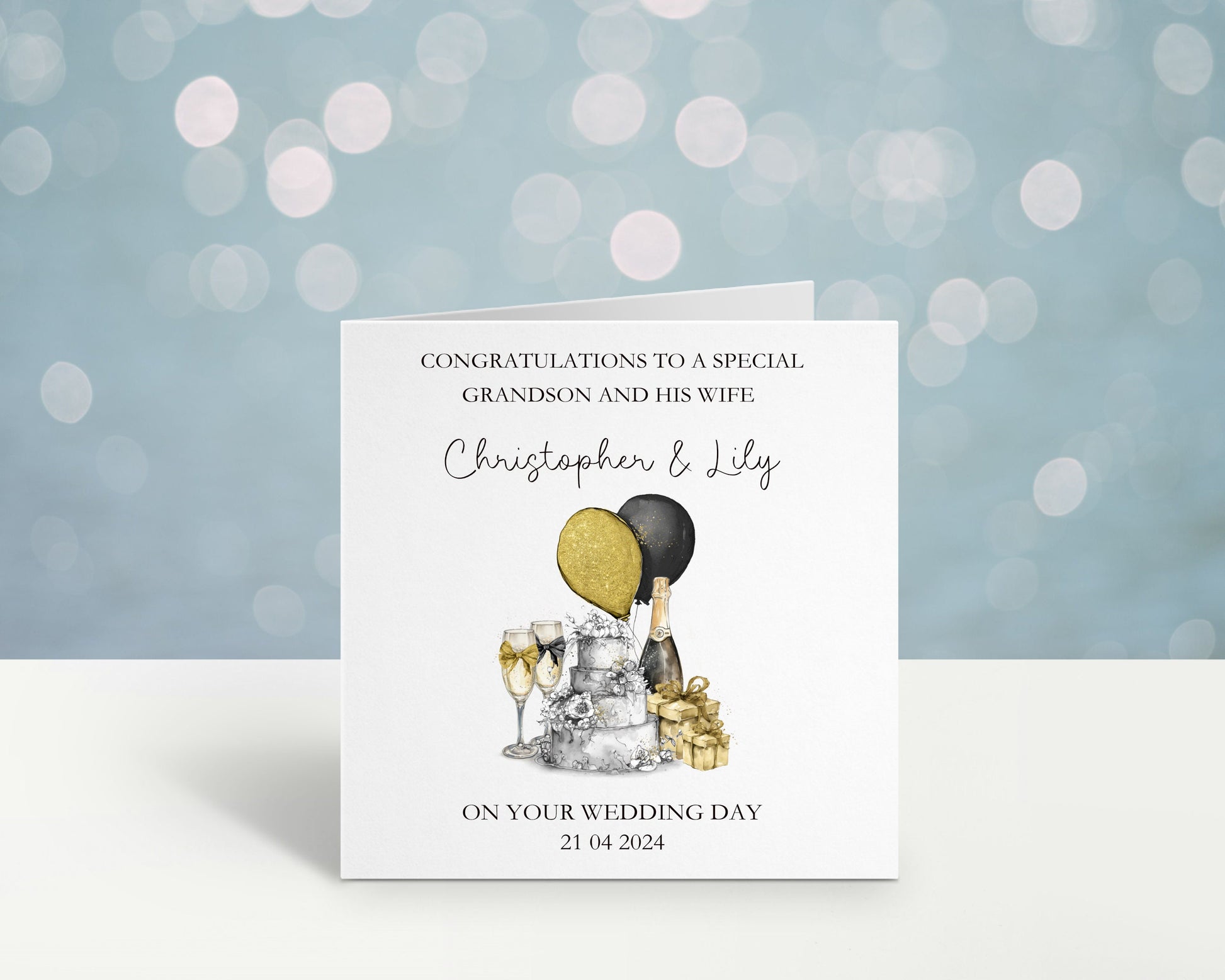 Personalised Wedding Card, Wedding Day Card For Grandson & His Wife, Wedding Card For Son And Wife, Great Grandson, Nephew Brother Any Title