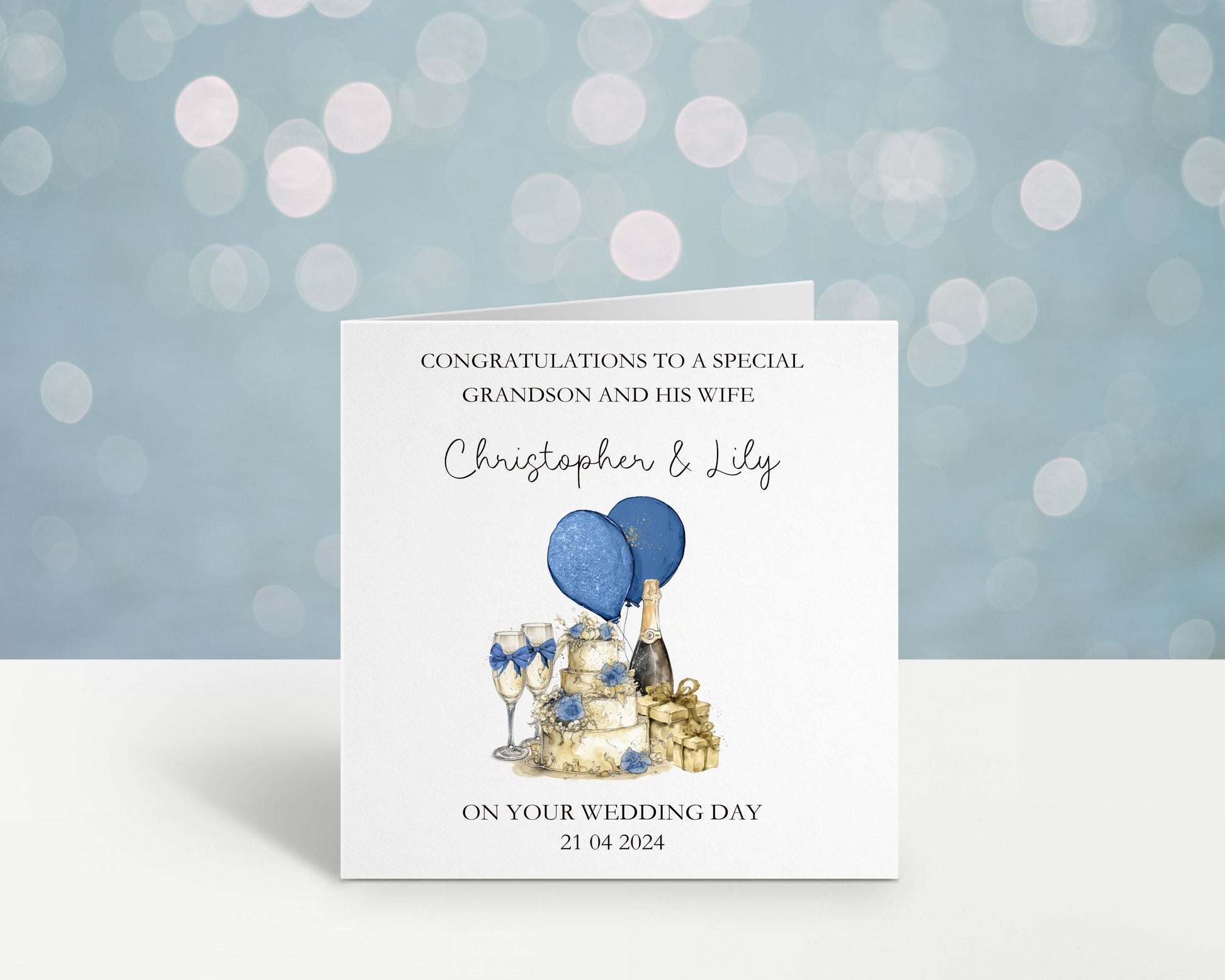 Personalised Wedding Card, Wedding Day Card For Grandson & His Wife, Wedding Card For Son And Wife, Great Grandson, Nephew Brother Any Title