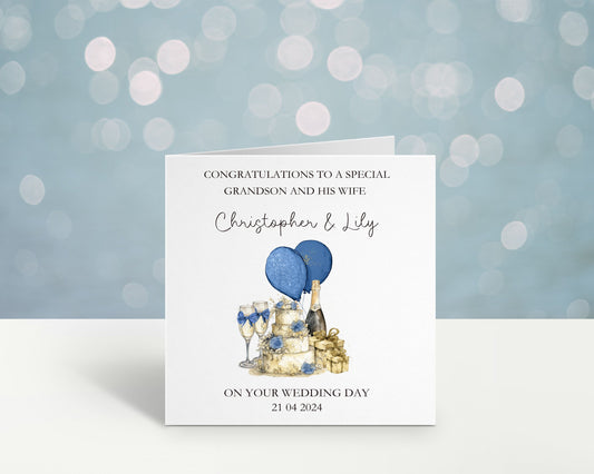Personalised Wedding Card, Wedding Day Card For Grandson & His Wife, Wedding Card For Son And Wife, Great Grandson, Nephew Brother Any Title