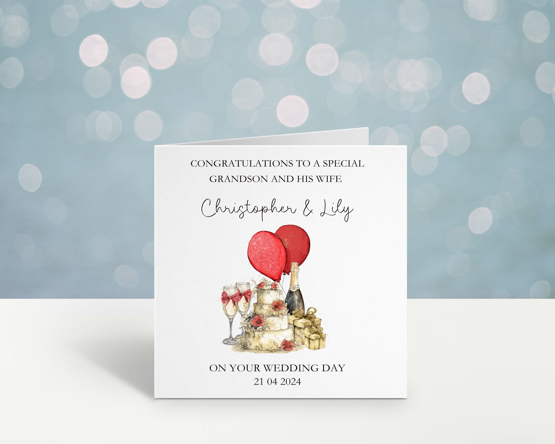 Personalised Wedding Card, Wedding Day Card For Grandson & His Wife, Wedding Card For Son And Wife, Great Grandson, Nephew Brother Any Title