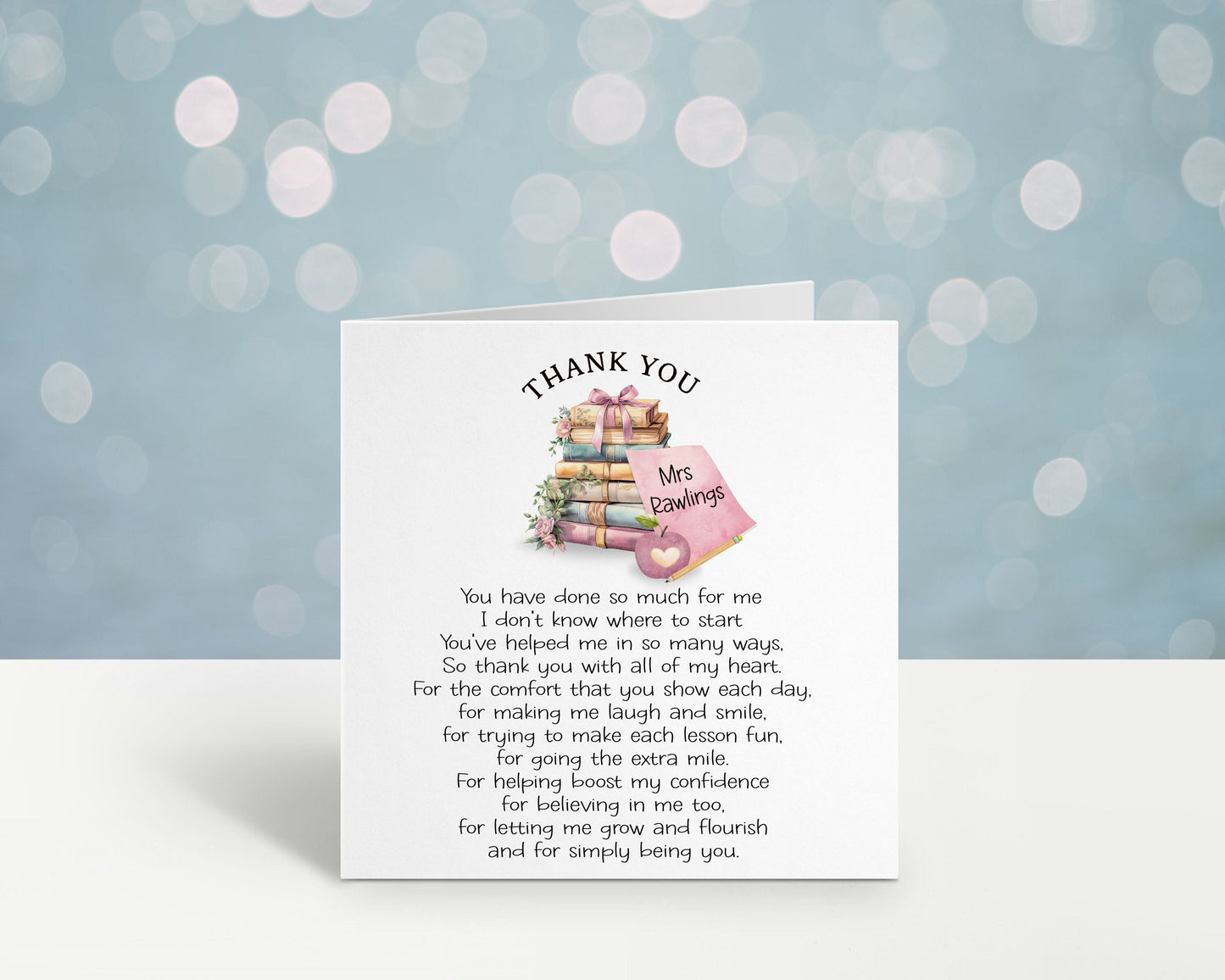 Teacher Card, Thank You Teacher Card, Card For Teacher, Teacher Gifts, Personalised Teacher Card, Teacher Poem Card
