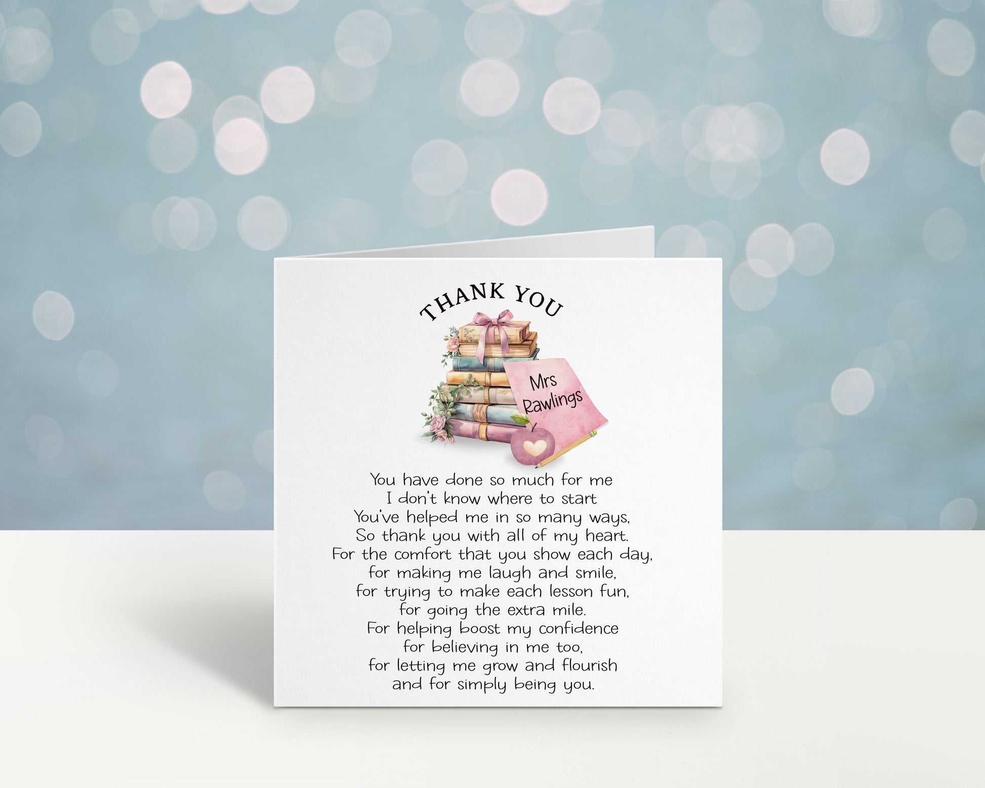 Teacher Card, Thank You Teacher Card, Card For Teacher, Teacher Gifts, Personalised Teacher Card, Teacher Poem Card