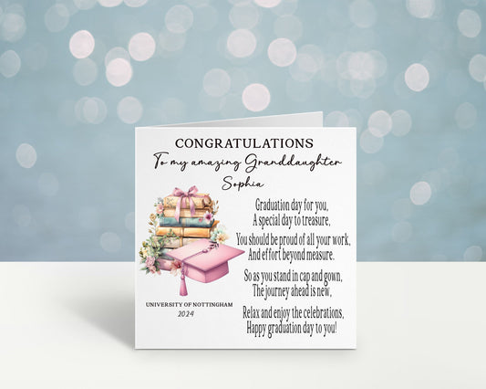 Granddaughter Graduation Card, Personalised Graduation Card For Her, Graduation Card For Niece, Sister Graduation, Daughter Graduation