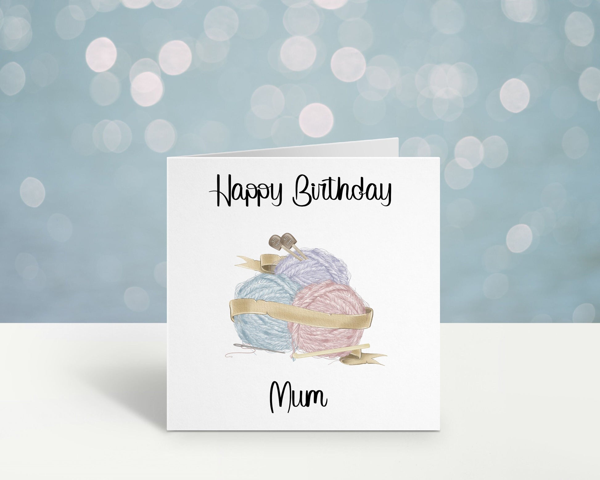 Knitting Birthday Card, Mum Birthday Card, Personalised Mum Birthday Card For Her, Card For Nanny, Card For Grandma, Card For Nanna