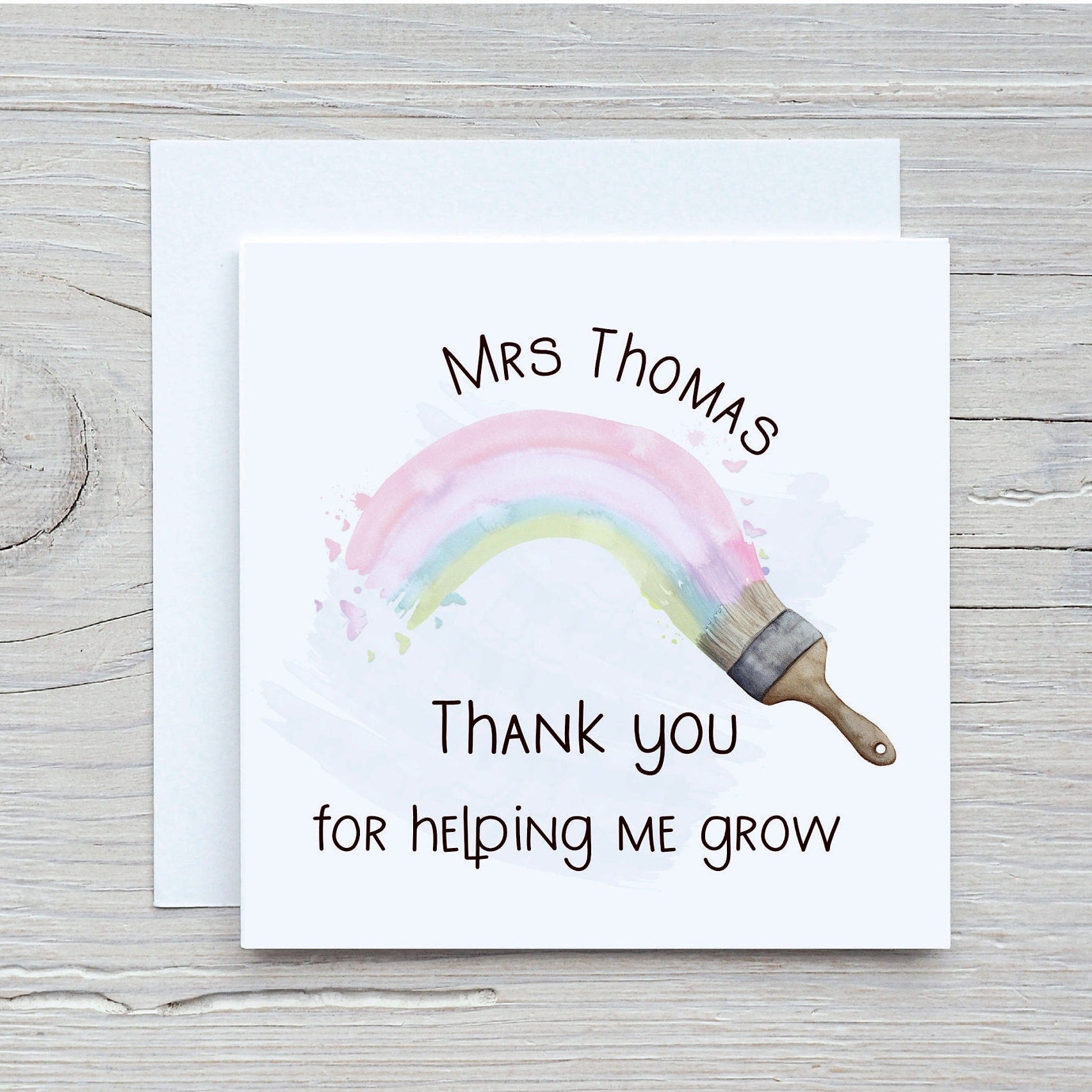 Card For Teacher, Teacher Thank You Card, Personalised Teacher Rainbow Card