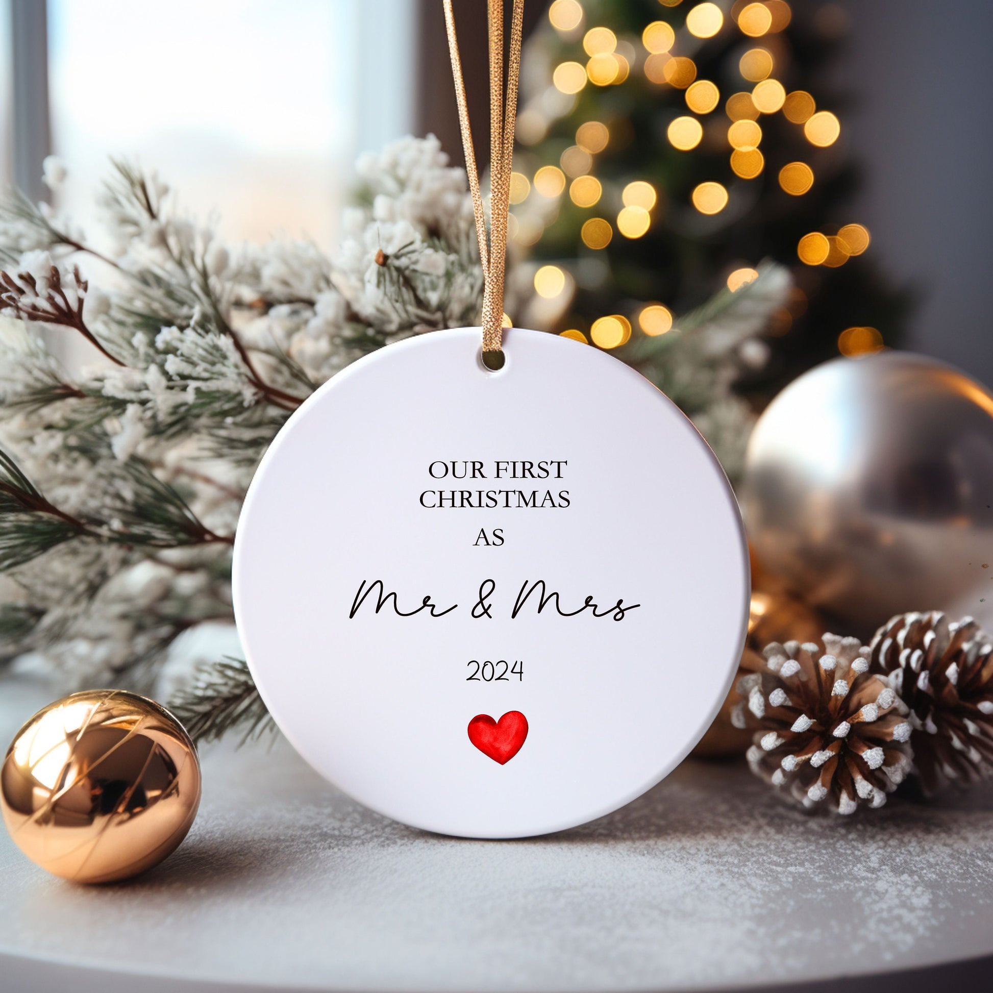 First Christmas As Mr And Mrs Bauble 2024, 1st Xmas As A Mrs Christmas Tree Decoration,