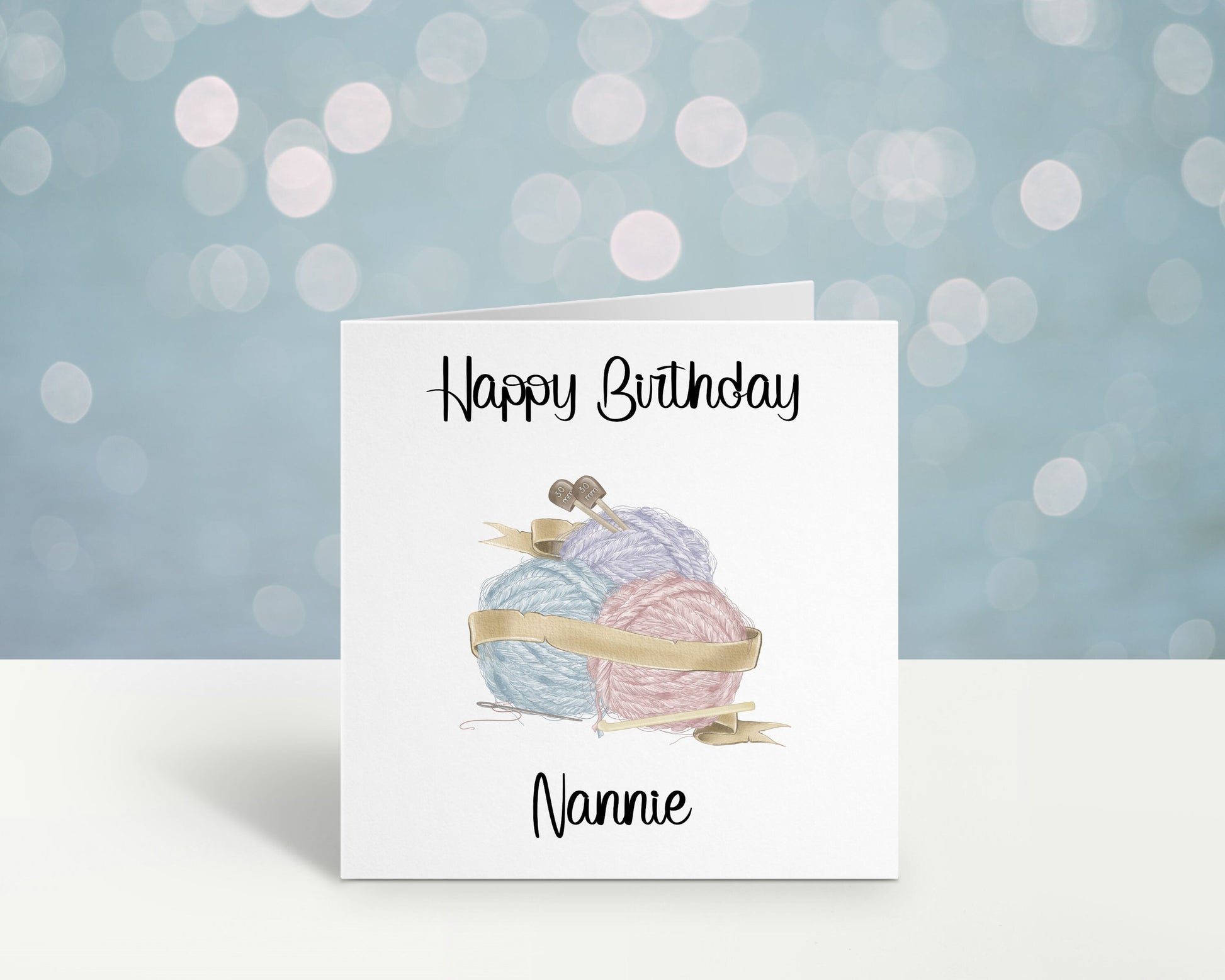 Knitting Birthday Card, Nannie Birthday Card, Personalised Mum Birthday Card For Her, Card For Nanny, Card For Grandma, Card For Nanna