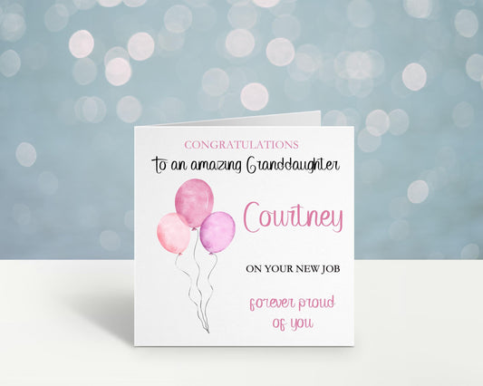 Congratulations On Your New Job Card, Good Luck In Your New Job Card, Personalised New Job Card For Great Granddaughter, New Job Card Niece