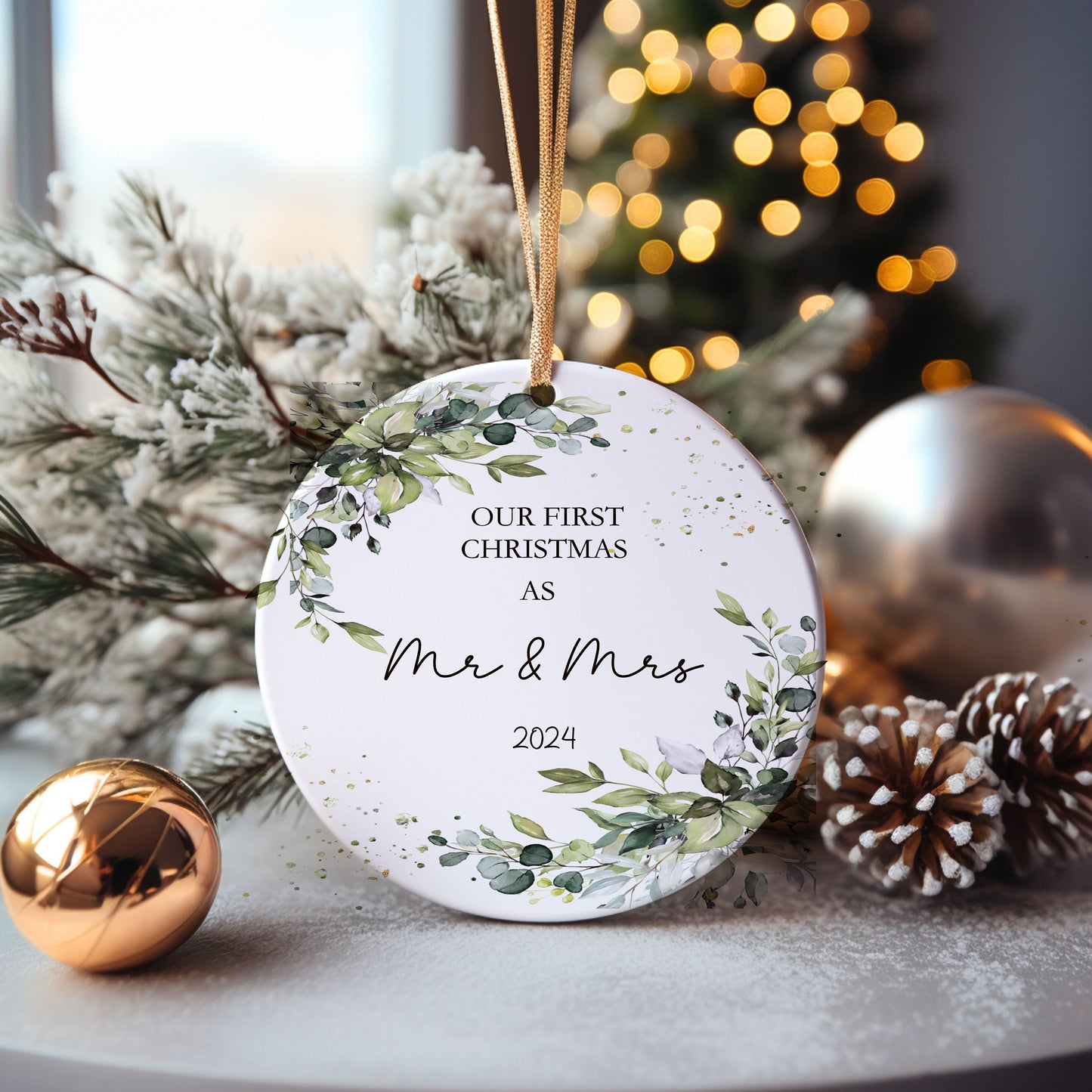 First Christmas As Mr And Mrs Bauble 2024, 1st Xmas As A Mrs Christmas Tree Decoration,