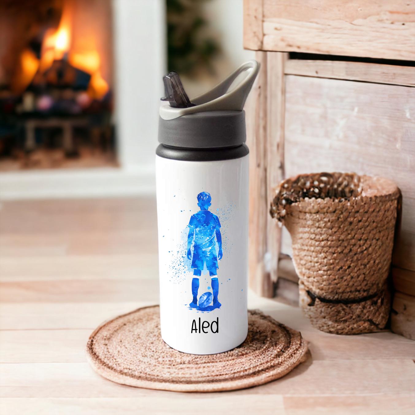 Rugby Boy Water Bottle, Personalised Rugby Water Bottle, Drinks Bottle, Back To School Bottle