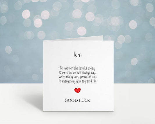 Exam Results Day Card, Good Luck On Your Exam Results Card, Personalised Exam Results Day Card