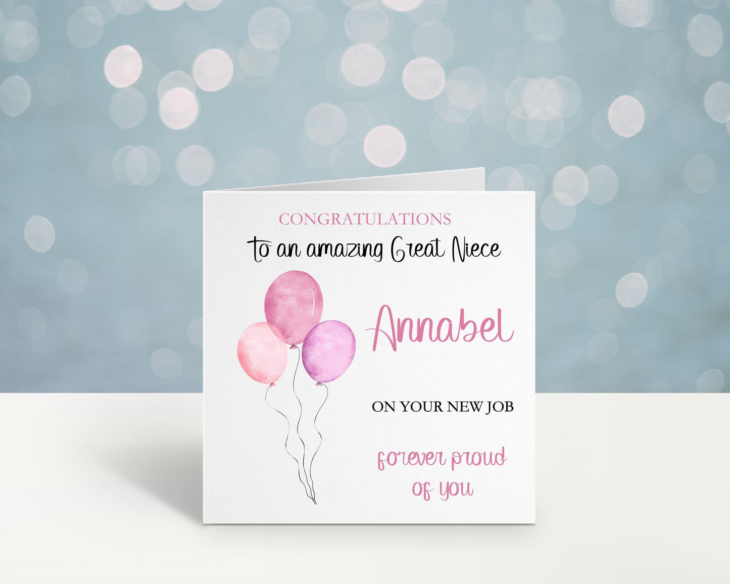 Congratulations On Your New Job Card, Good Luck In Your New Job Card, Personalised New Job Card For Great Granddaughter, New Job Card Niece
