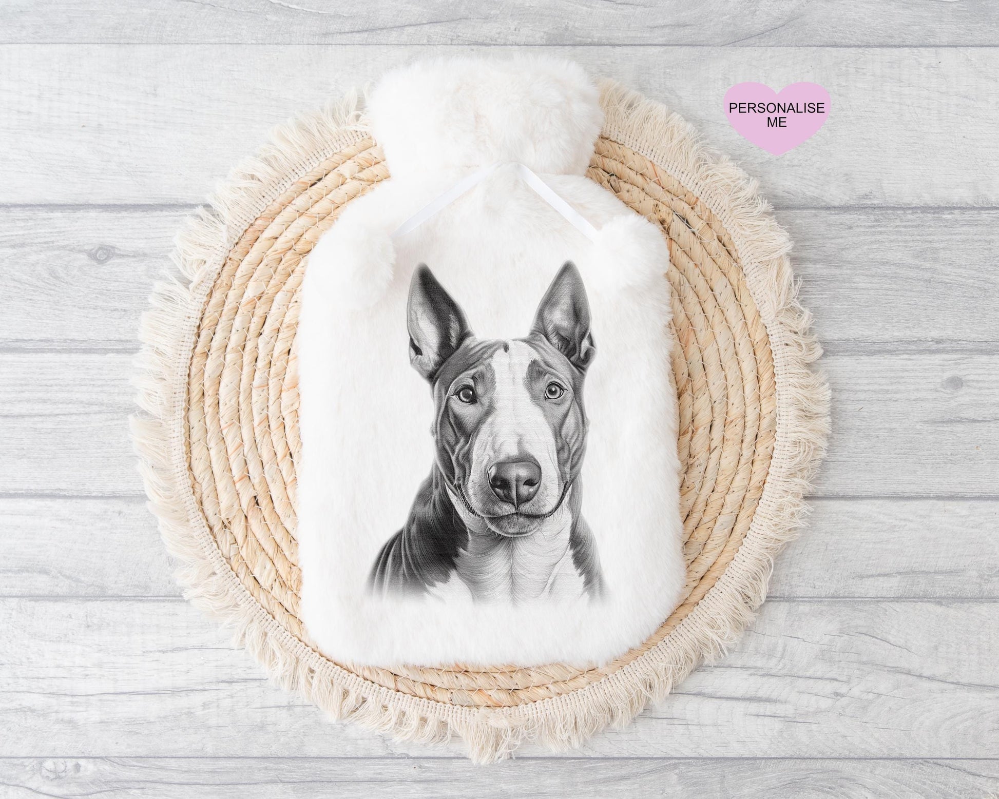 Bull Terrier Gift, Personalised Hot Water Bottle, Dog Xmas Gift, Xmas Gift For Dog Lover