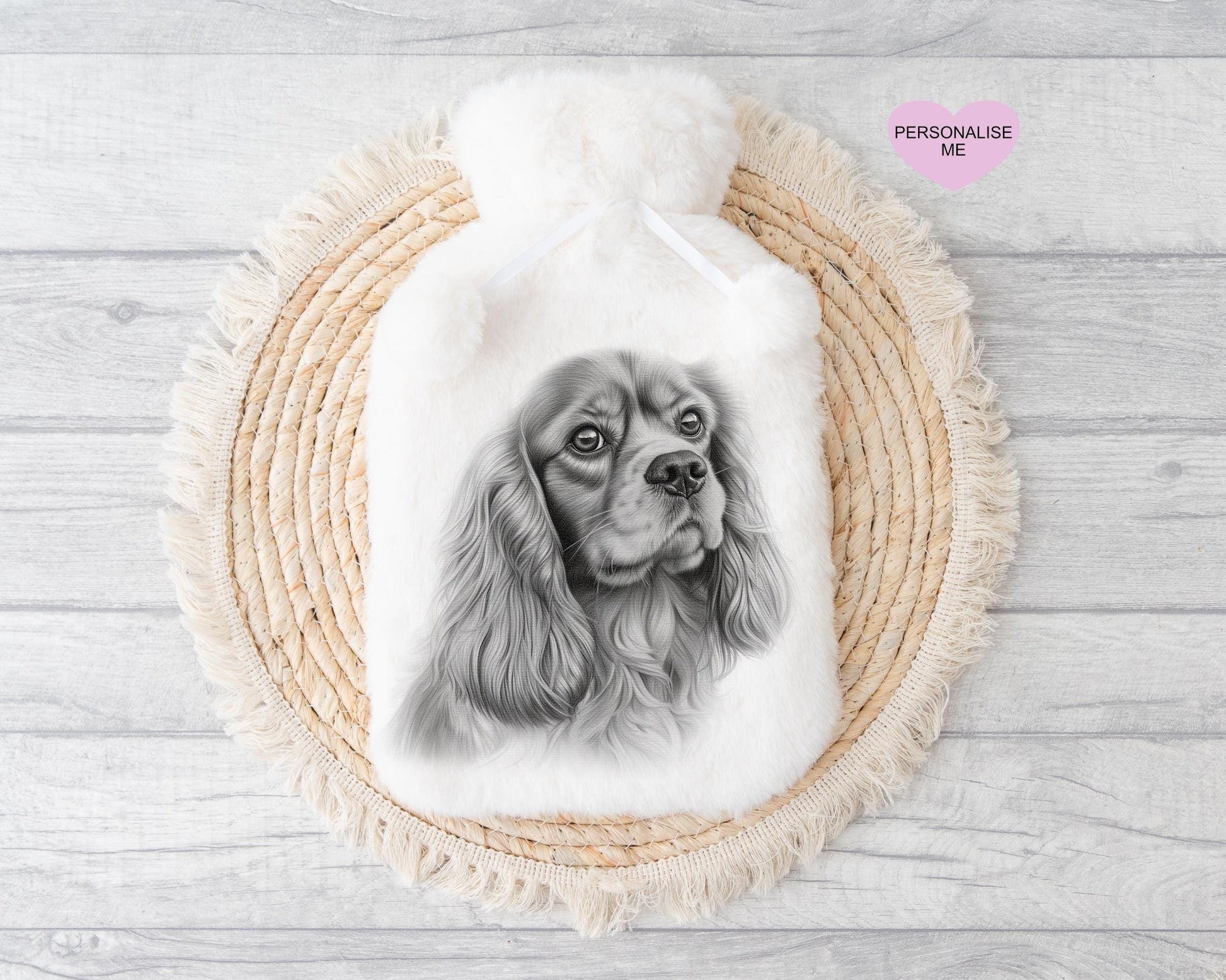 Ruby King Charles Gift, Personalised Hot Water Bottle, Dog Xmas Gift, Xmas Gift For Dog Lover