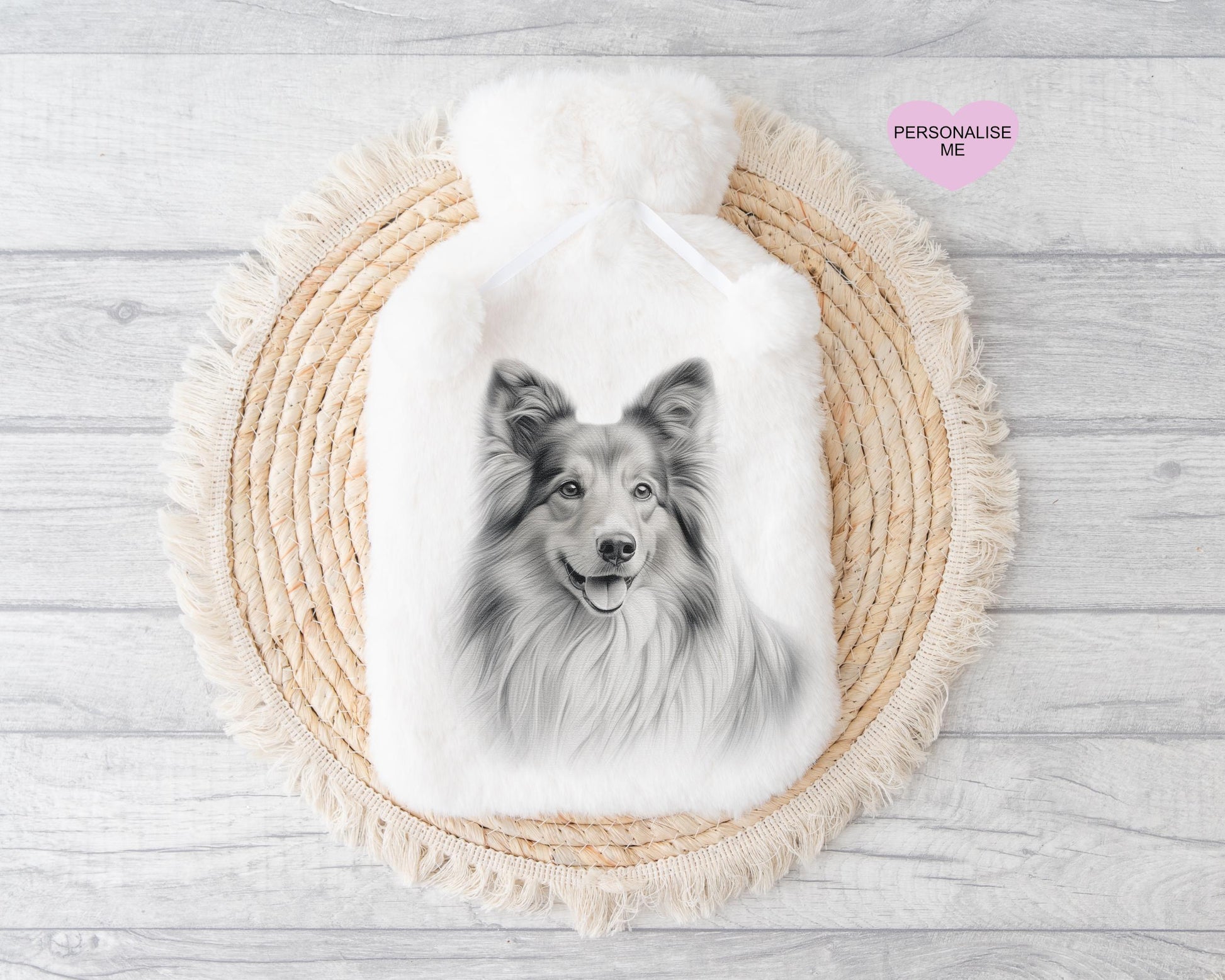 Sheltie Gift, Personalised Hot Water Bottle, Dog Xmas Gift, Xmas Gift For Dog Lover