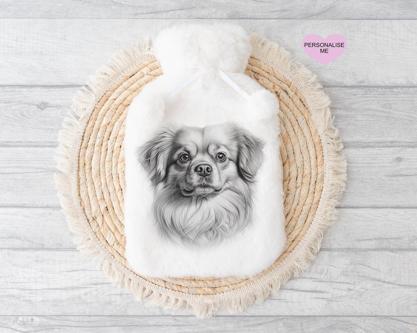 Tibetan Spaniel Gift, Personalised Hot Water Bottle, Dog Xmas Gift, Xmas Gift For Dog Lover