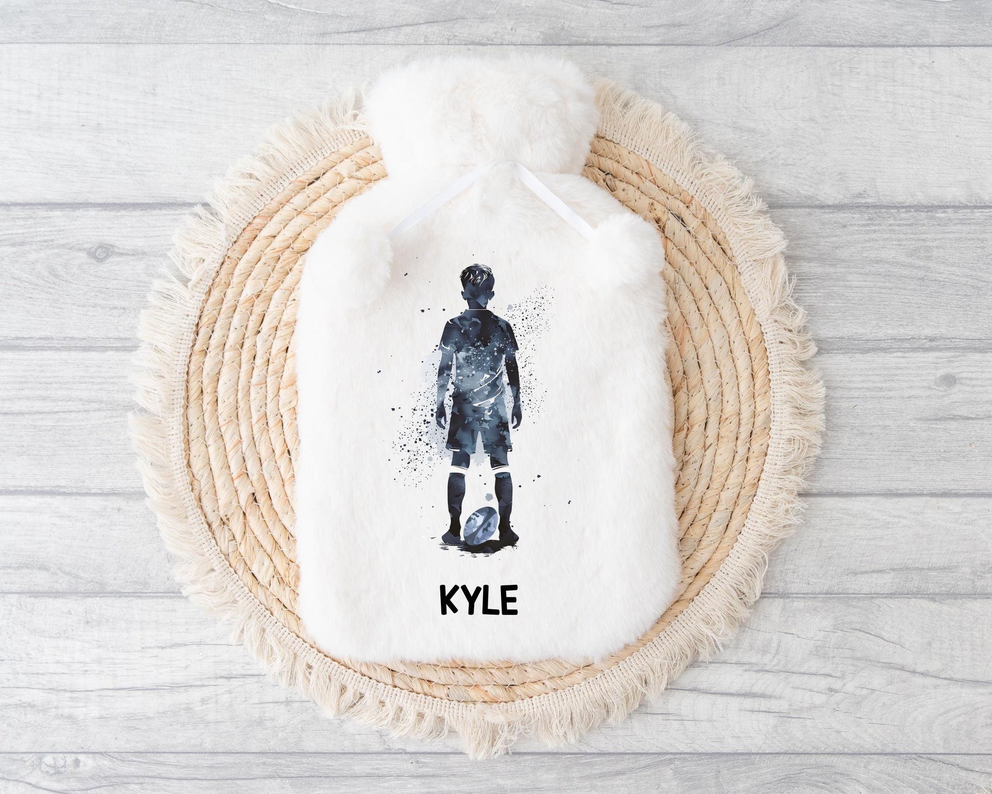 Rugby Personalised Hot Water Bottle, Rugby Gift For Boys, Christmas Gift, Gift For Grandson, Gift For Son, Xmas gift For Nephew
