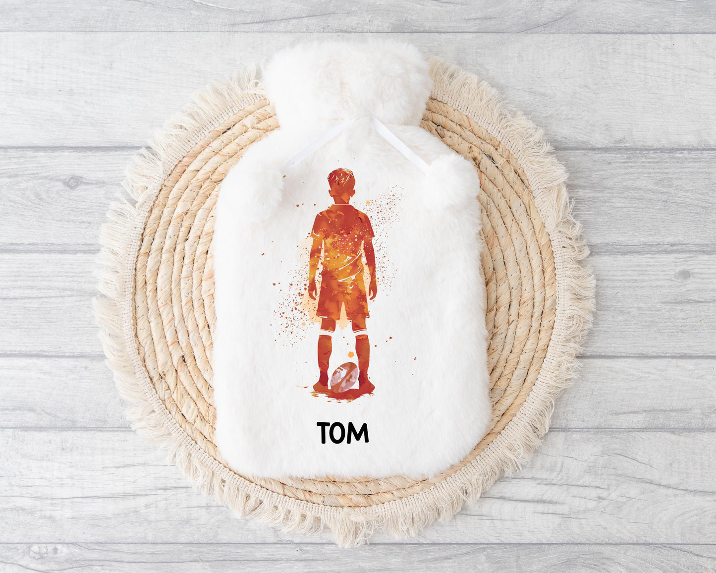 Rugby Personalised Hot Water Bottle, Rugby Gift For Boys, Christmas Gift, Gift For Grandson, Gift For Son, Xmas gift For Nephew