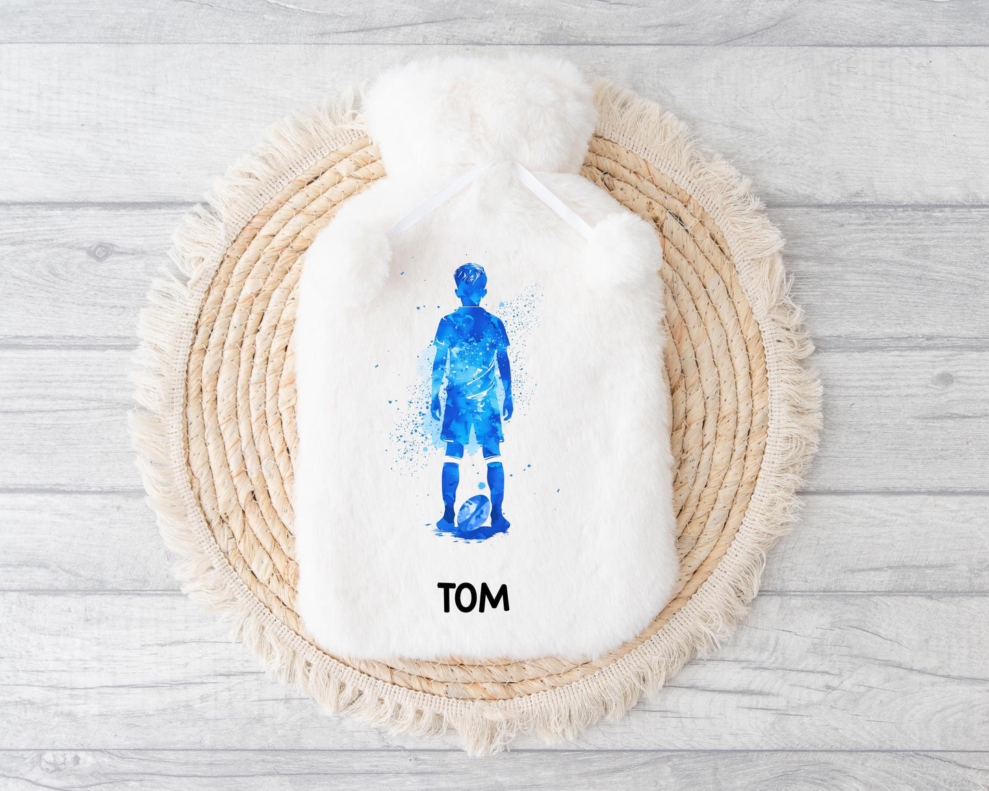 Rugby Personalised Hot Water Bottle, Rugby Gift For Boys, Christmas Gift, Gift For Grandson, Gift For Son, Xmas gift For Nephew