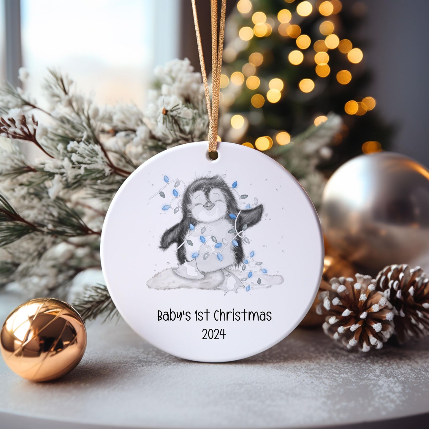 Baby's 1st Xmas Bauble, Penguin Christmas Bauble, Christmas Tree Decoration For Grandchild, Christmas Decorations, Christmas Gift