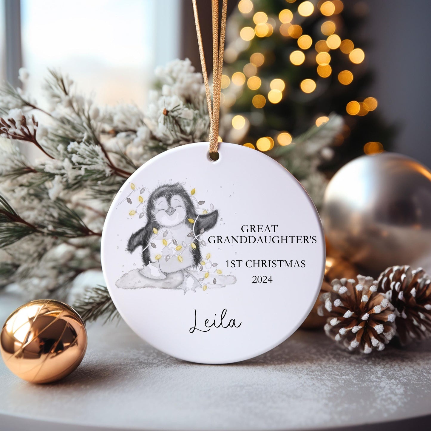 Great Niece's 1st Xmas Bauble, Penguin Christmas Bauble, Christmas Tree Decoration For Grandchild, Christmas Decorations, Christmas Gift
