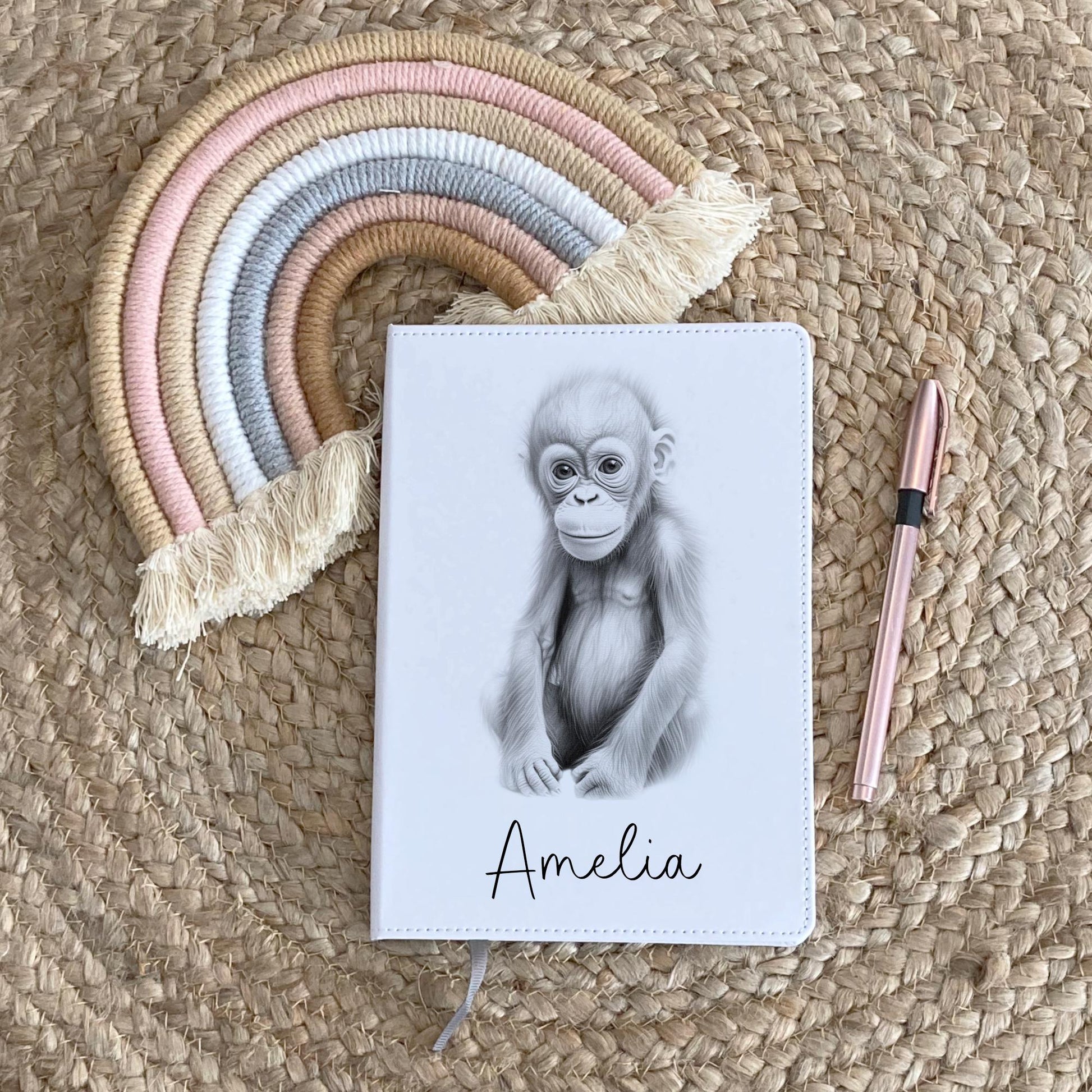 Orangutang Notebook, Personalised Notebook, Personalised Gift For Her Or Him, Journal, Notebook,Animal Gift, Xmas Gift