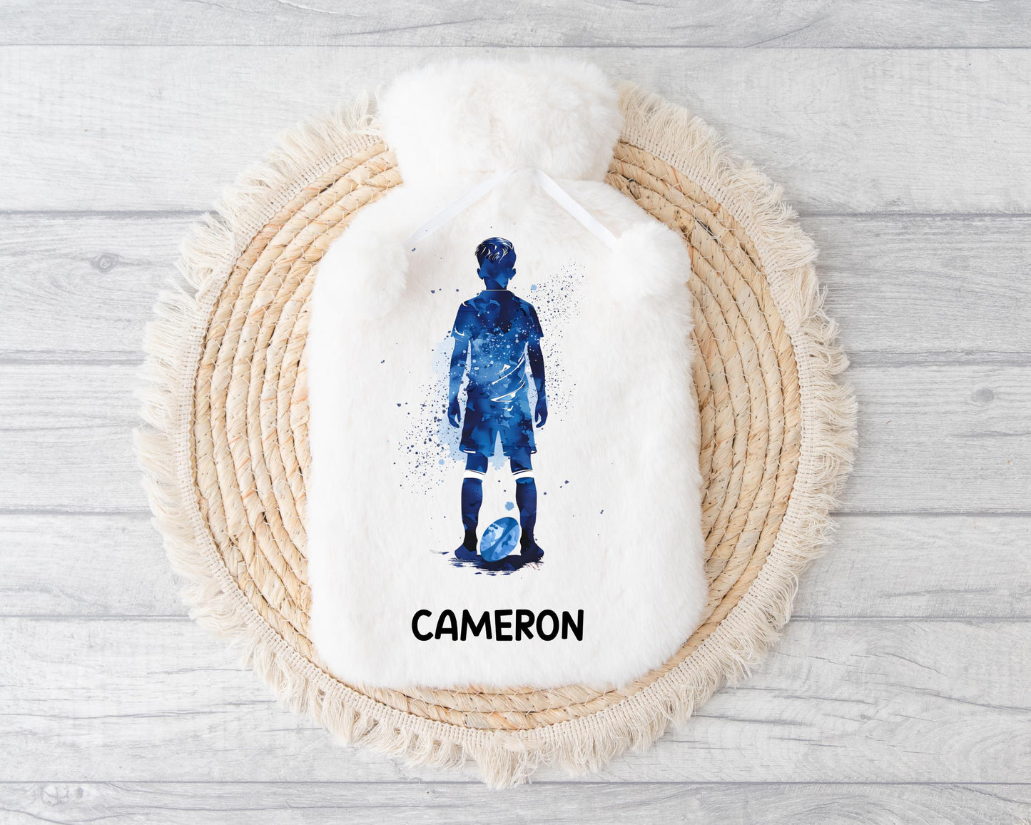 Rugby Personalised Hot Water Bottle, Rugby Gift For Boys, Christmas Gift, Gift For Grandson, Gift For Son, Xmas gift For Nephew